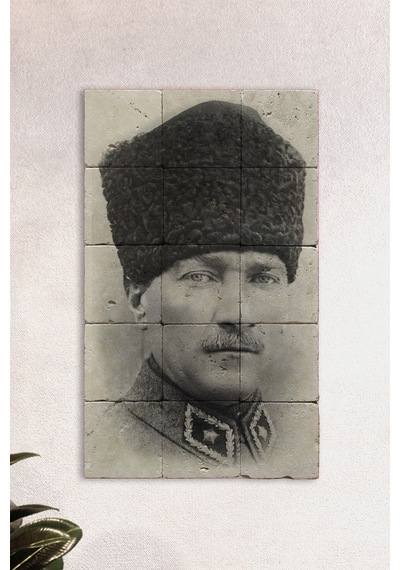 Doğal Taş Atatürk Tablosu, - Duvar Dekoru 30x50cm