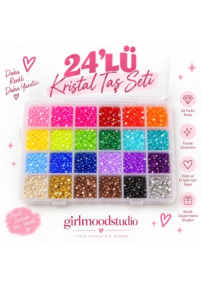 24lü Bedazzlıng Taş Seti 24lü Kristal Taş Seti 24 Renk