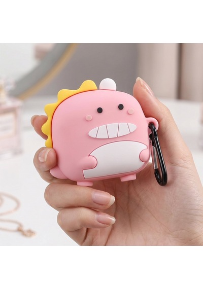 Caseonn Samsung Galaxy Buds 4 Kılıf Karakter Figürlü Dinazor Pembe Pembe - Sarı