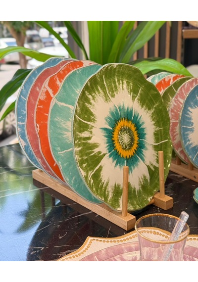 30 Parça Daisy Color Mix Servis Pasta Çay Takımı Gold-5068 Çok Renkli