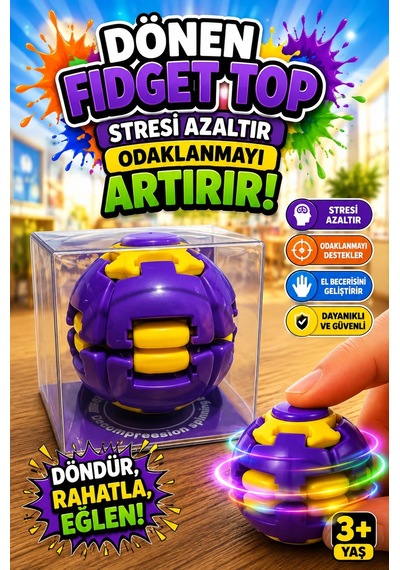 Bas Döndür Stres Topu Oyuncağı Spinball - Mor