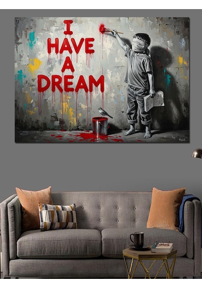 I Have A Dream Yazısı Ve Çocuk Dekoratif Kanvas - Mdf Ahşap Tablo