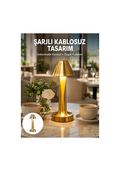 Trendlia Şarjlı Masa Lambası 3 Işık Modu Kademesiz Karartma Metal Gövde Yeni Nesil Çok Renkli