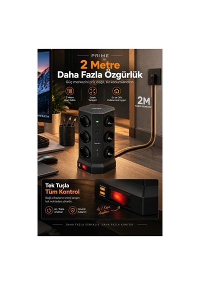 Robeve Fulltech Prime 12 Li Akım Korumalı Kule Priz 3680w - 1050j Koruma, Pd20 Destekli 3 Usb-a + 2 Usb-c, 2 Metre Kablolu Dikey Çoklu Uzatma Prizi Grup Priz 12'li Fiş 12'li Priz 2 M Robeve Fulltech Prime 12 Li Akım Korumalı Kule Priz 3680w - 1050j Koruma, Pd20 Destekli 3 Usb-a + 2 Usb-c, 2 Metre Kablolu Dikey Çoklu Uzatma Prizi Grup Priz 12'li Fiş 12'li Priz 2 M
