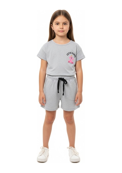 Toontoy Kids Toontoy Kız Çocuk 2'li Şortlu Takım Bisiklet Yaka Düşük Omuz Kısa Kollu Baskılı Tişört - Beli Lastikli Bağlamalı Cepli Şort 25016 Gri Toontoy Kids Toontoy Kız Çocuk 2'li Şortlu Takım Bisiklet Yaka Düşük Omuz Kısa Kollu Baskılı Tişört - Beli Lastikli Bağlamalı Cepli Şort 25016 Gri