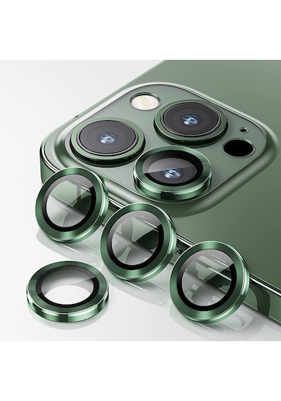 ALLY Apple Uyumlu iPhone 13 Pro -13 Pro Max 3D Metal Çerçeveli Kamera Lens Ko