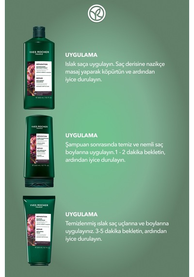 Yves Rocher Onarıcı Bitkisel Keratin Prebiyotik Orijinal Boy Bakım Seti -şampuan 300 Ml & Saç Kremi 200 Ml & Mas