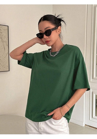 Kind Hearted T-shirt - Yeşil Baskılı Oversize Bisiklet Yaka Kısa Kol Tişört Yeşil