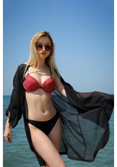 Akbeniz Kadın Yarım Destekli Alt Üst Bikini Takım Kırmızı 35013-kırmızı
