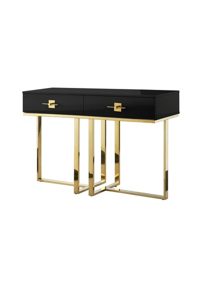 Rihanna Gold Metal Siyah Dresuar Siyah