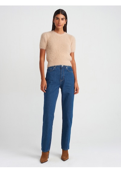 Dilvin 71731 Rins Yıkama Stright Denim Pantolon Mavi