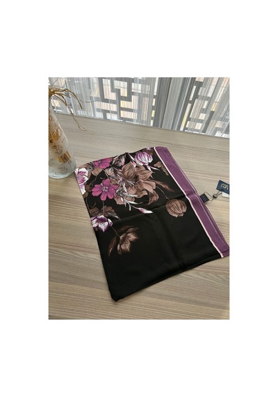 Levidor Mor Kenar Çiçek Desen Royal Şal Çok Renkli