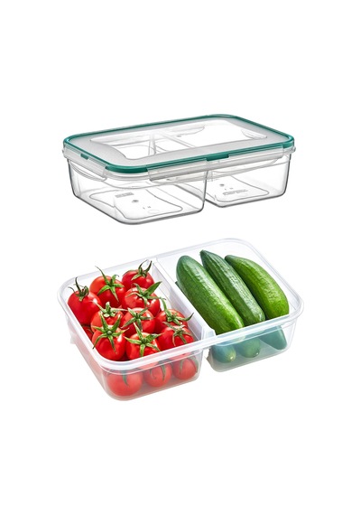 Fresh Box 2 Bölmeli Saklama Kabı 2000 Ml Hava Geçirmez Sıvı Sızdırmaz Beslenme Kabı Plastik Beyaz Diğer