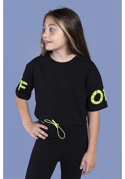 Toontoy Kids Toontoy Kız Çocuk Of Baskılı Crop Tişört Siyah