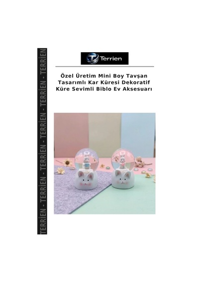 Özel Üretim Mini Boy Tavşan Tasarımlı Kar Küresi Dekoratif Küre Sevimli Biblo Ev Aksesuarı