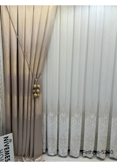 Nivemeshome Fethiye 614178 Taş V-5230 1/3 Sık Pileli Fon Perde Apm Taş