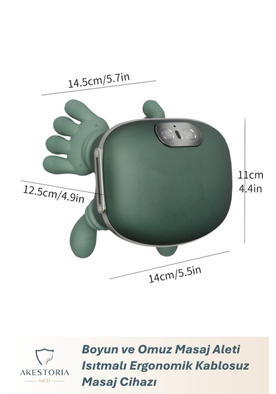 Boyun Ve Omuz Masaj Aleti Isıtmalı Ergonomik Kablosuz Masaj Cihazı Koyu Yeşil