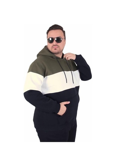 Starbattal Büyük Beden Kapüşonlu 3ip Sweat Mg 25725 Hakı Haki