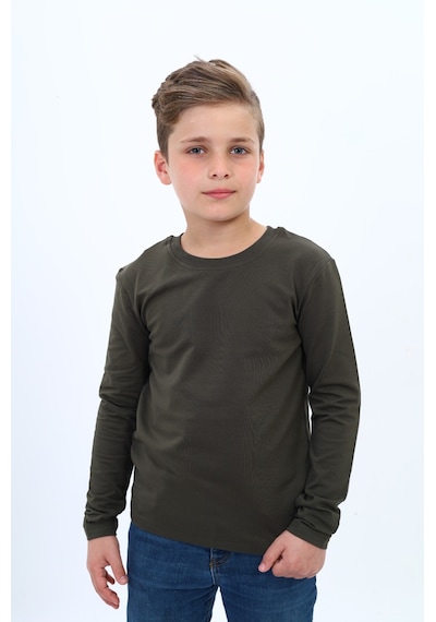 Toontoy Kids Toontoy Erkek Çocuk Bisiklet Yaka Uzun Kollu Basic Tişört Haki