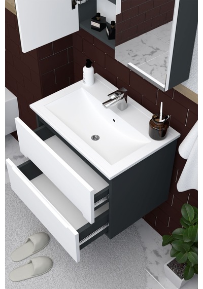 Teta Home Kopenhag 65 Cm Mdf Gövde Membran Kapak Banyo Dolabı Seti Antrasit - Beyaz Teta Home Kopenhag 65 Cm Mdf Gövde Membran Kapak Banyo Dolabı Seti Antrasit - Beyaz
