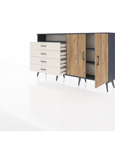 Arges Konsol 3 Raflı 4 Çekmeceli 2 Kapaklı 176x30x99 Antrasit-çam/aytaşı Atlas Çam/aytası - Antrasıt Arges Konsol 3 Raflı 4 Çekmeceli 2 Kapaklı 176x30x99 Antrasit-çam/aytaşı Atlas Çam/aytası - Antrasıt