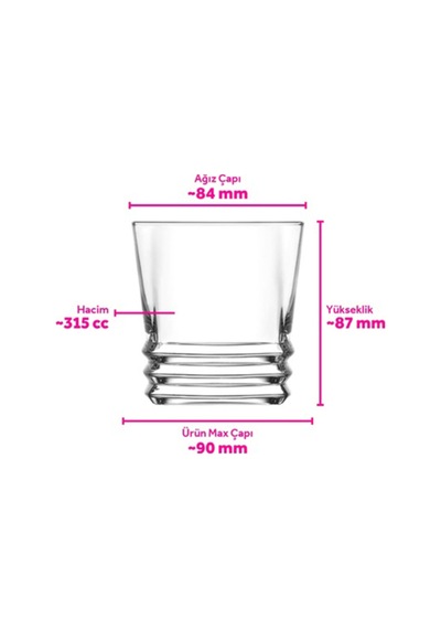 Lav Elegan Cam Viski Bardağı 6'lı 315 ml (Meşrubat/Kokteyl Bardağı )