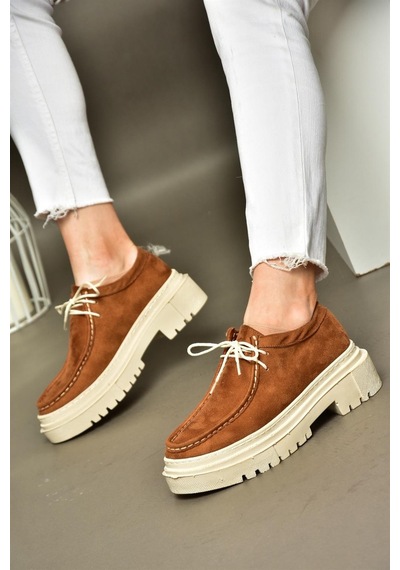 Fox Shoes R294783002 Taba Süet Kadın Ayakkabı 001