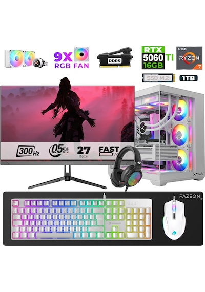 Xaser Star X560 R7-7800X3D 32 GB 1 TB SSD 16 GB RTX5060Tİ 27" Dos NVME Masaüstü Oyuncu Bilgisayarı