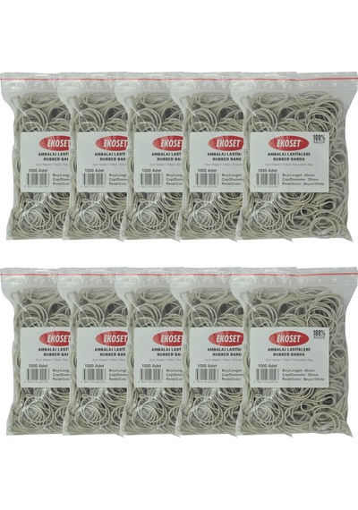 Ekoset 40mm Beyaz Kauçuk Paket Ambalaj Lastiği 10.000 Adet