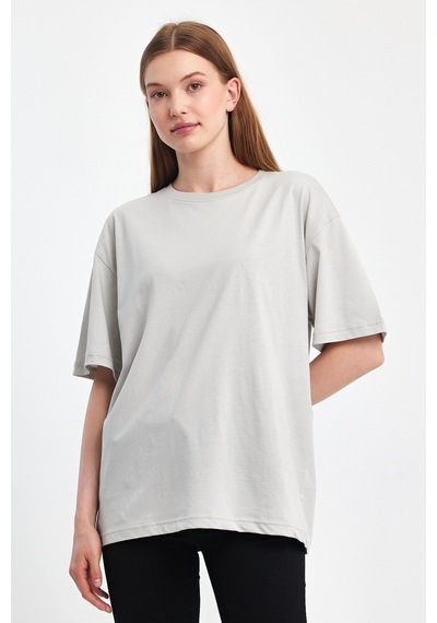Odda 0008 Kadın Oversize Tişört Gri