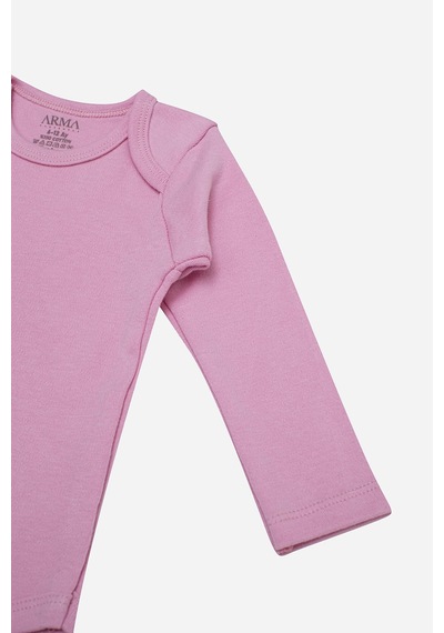 Arma Yıldız %100 Organik Pamuklu Pembe Uzun Kollu Bebek Body 5'li Paket Pembe