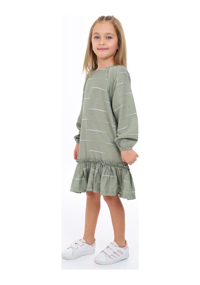 Toontoy Kız Çocuk Reglan Kol Fırfır Büzgülü Elbise Yeşil Toontoy Kız Çocuk Reglan Kol Fırfır Büzgülü Elbise Yeşil