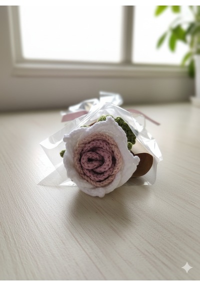 Solmayan Örgü Gül-pembe Beyaz Hediyelik Açık Beyaz
