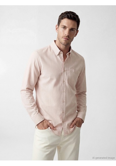 Lcwaıkıkı Classic Pembe Regular Fit Keten Görünümlü Erkek Gömlek