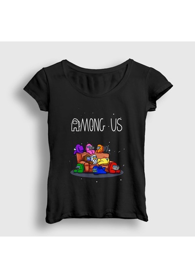 Presmono Kadın Couch Among Us T-shirt Siyah