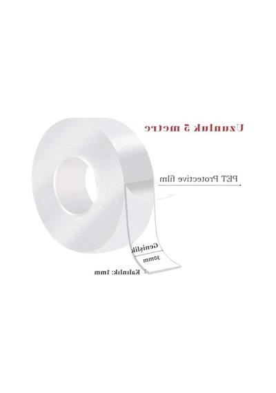 5 Metre Uzunluğunda Su Sızdırmaz Çift Taraflı Şeffaf Bant, 30mm Genişlik 0,13mm X 48mm X 25mt