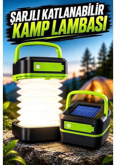 Mey İthalat Güneş Enerjili Led Lamba Kamp Lambası Katlanabilir Lamba Usb Şarjlı