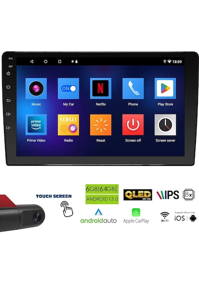 Reıss Audıo Rs-dt53 Tablet Multimedya Android 13 10.1 İnç 6+64gb 8 Çekirdek 360 Cam Dvr Kameralı 10.1"