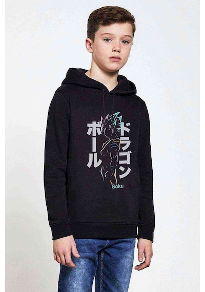 Tshirthane Anime Dragon Ball Baskılı Unisex Çocuk Kapüşonlu Siyah Sweatshirt (528834099) Siyah