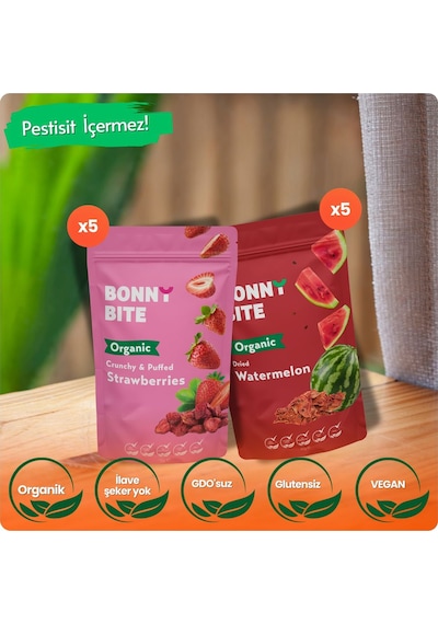 Organik Çıtır Çilek & Kurutulmuş Karpuz 10'lu Paketi Diğer