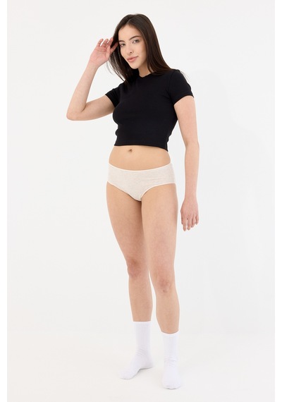 Air Krem Yüksek Bel Slip Külot Krem