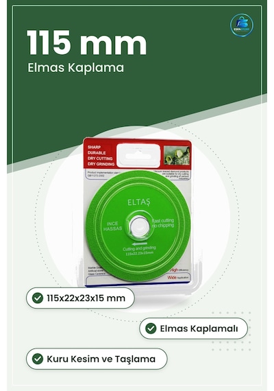 Cam Kesme Ve Taşlama Diski 115x22x23x15mm Elmas Kaplamalı Yaşıl İ