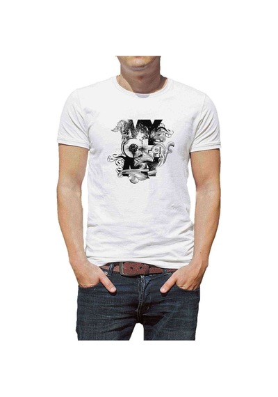 My O My Baskılı Beyaz Erkek Tshirt