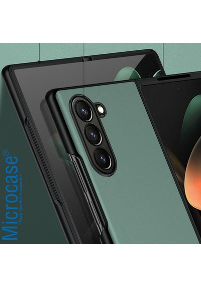 Samsung Galaxy Uyumlu Z Fold5 Deri Desenli Plastik Koruma Kılıf - Al3156