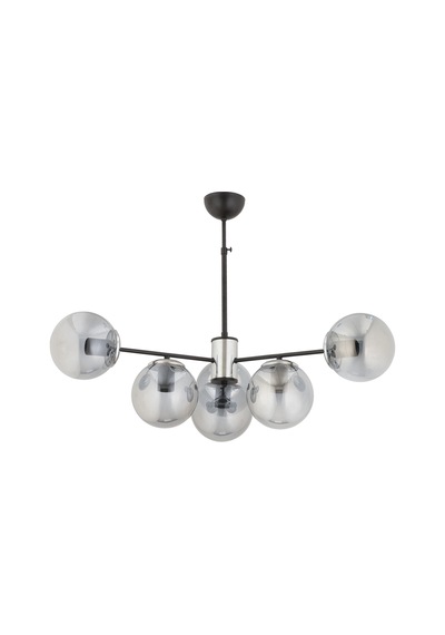 İbiza 6'lı Füme Glob Camlı Modern Sarkıt Avize Oturma Odası Salon Antre Siyah Siyah
