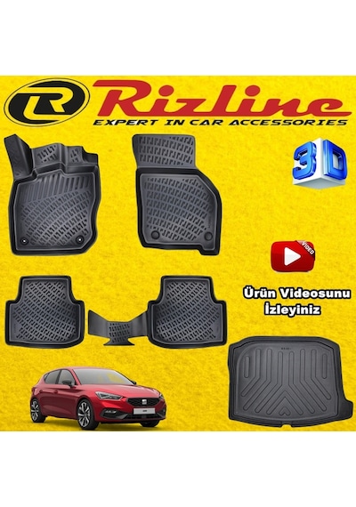Seat Leon Otomatik 3D Paspas+Bagaj Havuz 2021 Sonrası Set Rizline N11.13344