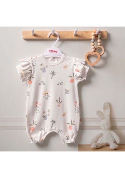 Tiffany Baby & Kids Tiffany Baby Sunny Garden Yarım Kol Kısa Bebek Tulumu 2410026 Ekru