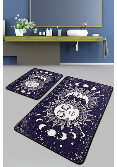 Aten Banyo Halısı Djt 2 Li Set Beyaz - Lacivert
