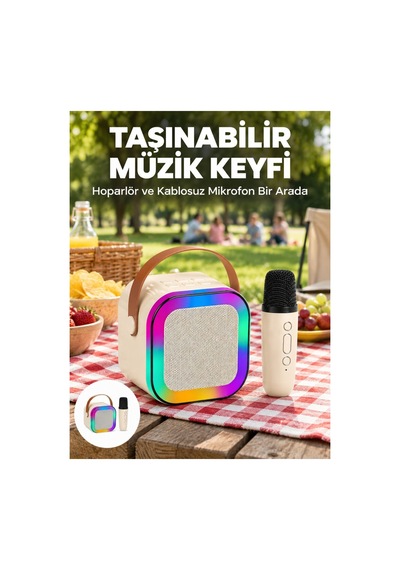 Kablosuz Karaoke Mikrofon Hoparlör Seti Güçlü Ses Çıkışı Yeni Nesil - Hs08378734-4307 Renkli
