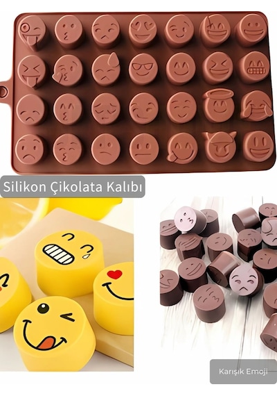 Jet's Home Karışık Emoji C İkolata Kalıbı Bpa Free Buz Kalıbı Silikon Tatlı Kalıbı Yapıs Maz Kalıp Kahverengi